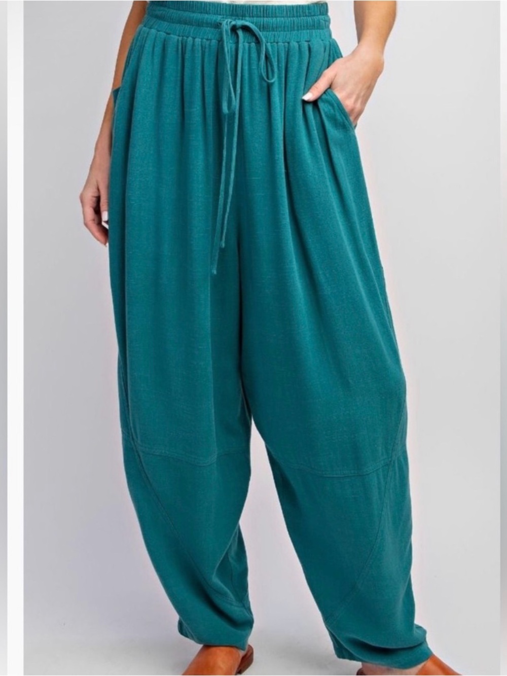 Easel Linen Teal Women's baggy Pants
